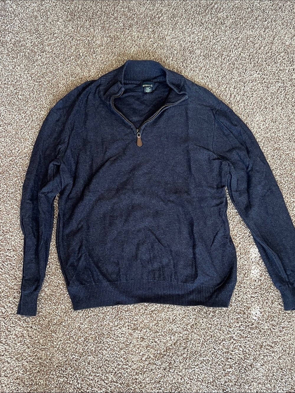 British Khaki Men's Dark Navy Zip-Neck Sweater